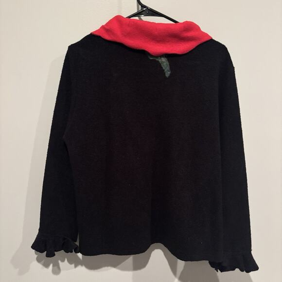 Wearable Art Cardigan Zip Wool Sweater Flower Poppy High Collar Art To Wear Red - Picture 4 of 8